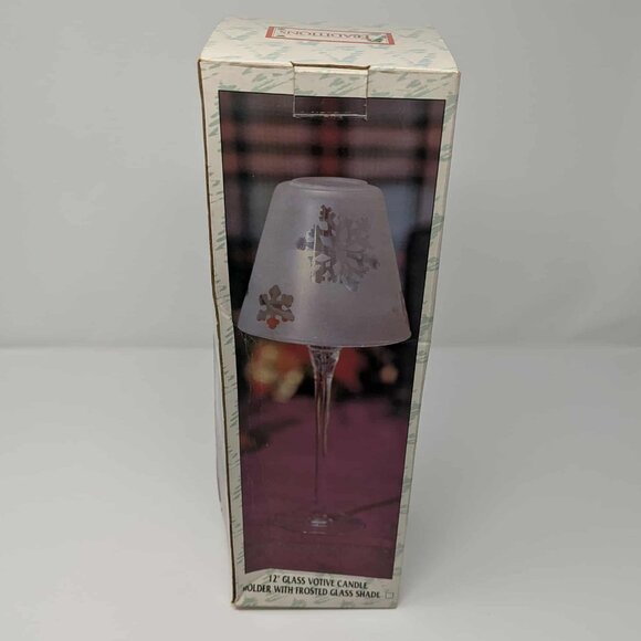 Traditions Frosted Glass Shade Votive Tealight Silent Night Holy Candle Holder - Picture 9 of 13